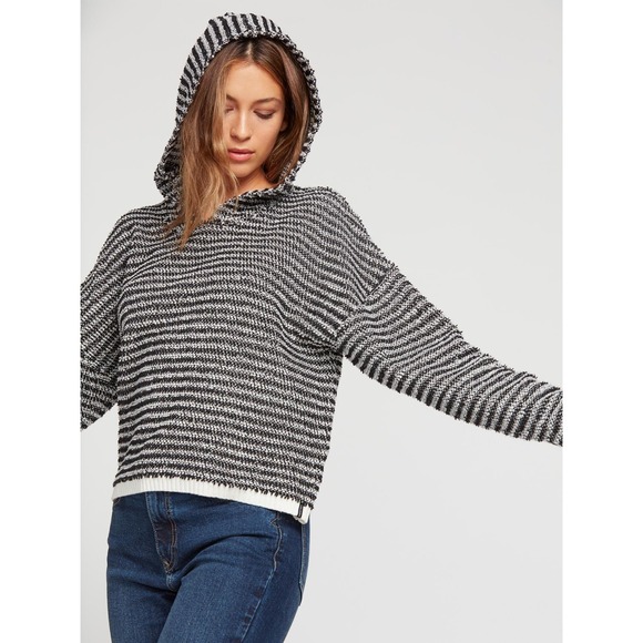 Volcom Broken Letters Hooded Sweater Black White Large Hoodie Sweatshirt - Picture 4 of 14